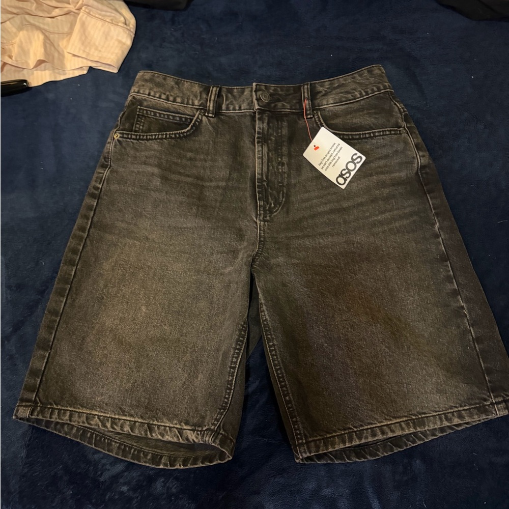 ASOS DESIGN denim bermuda shorts in washed black NWT jeans